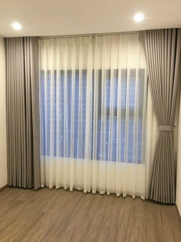 Blackout curtains with sheers, city night view